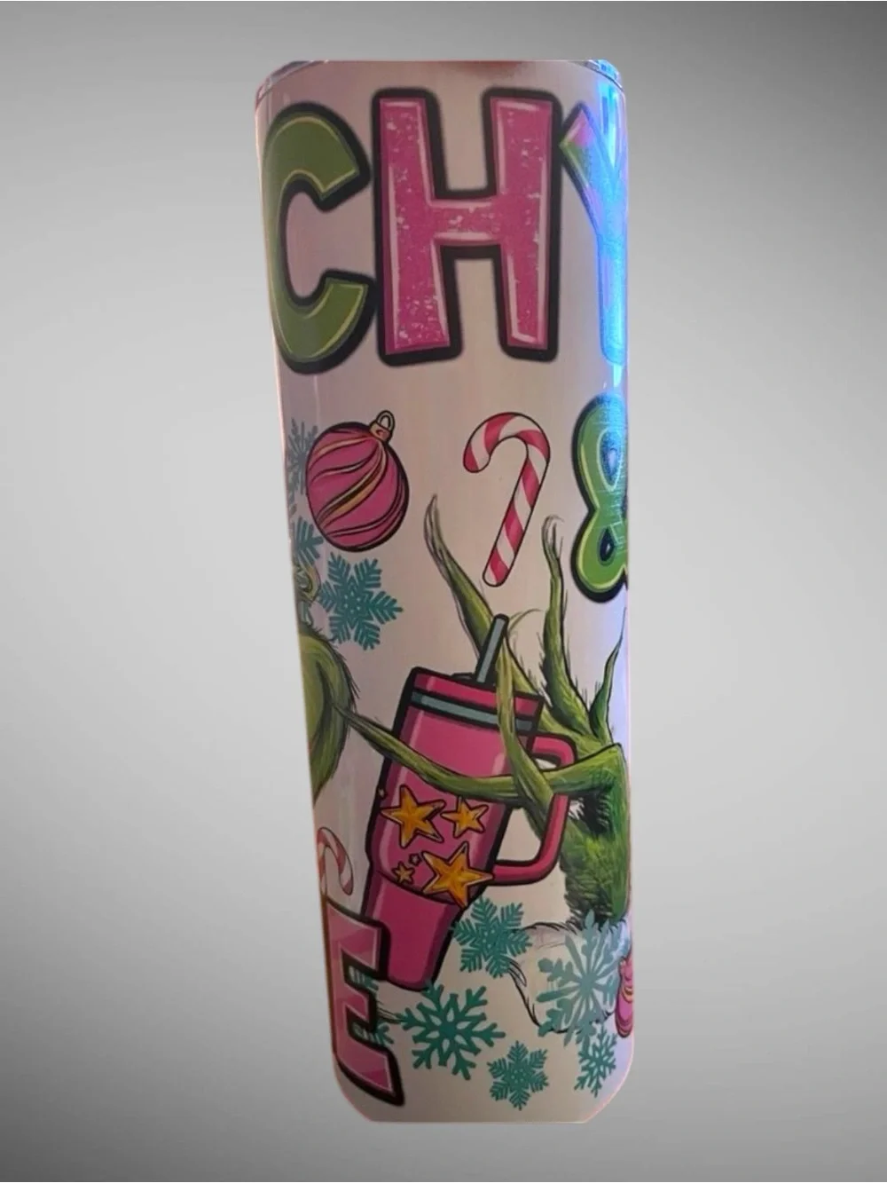 Grinch Christmas 20oz Tumbler Grinchy & Bougie Pink Holiday Cup NEW